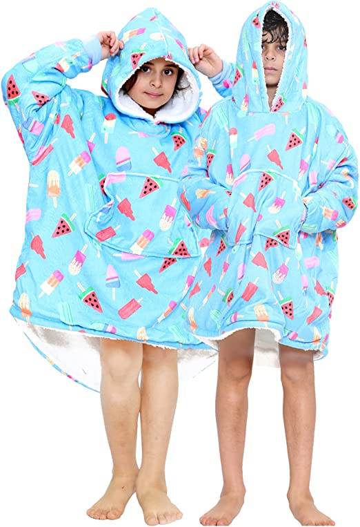 Children's Printed Hoodie Blanket - thefancydress.co.uk