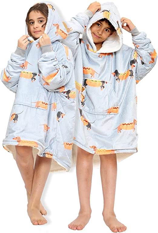 Children's Printed Hoodie Blanket - thefancydress.co.uk