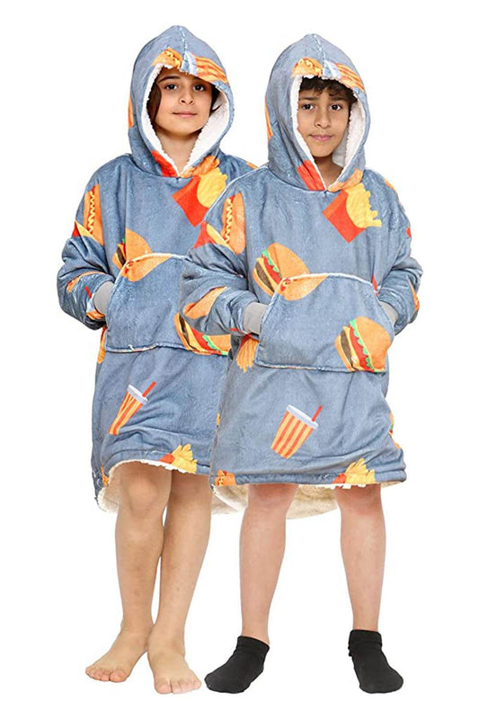 Children's Printed Hoodie Blanket - thefancydress.co.uk