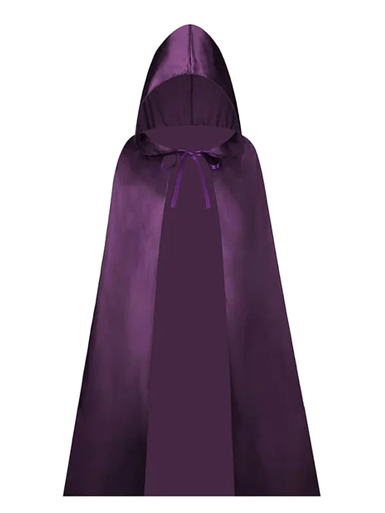 Childrens Hooded Satin Cape Dresses purple