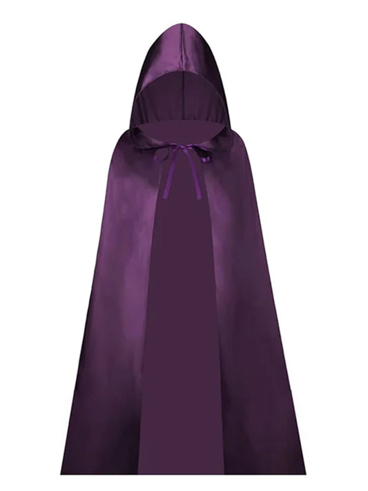 Childrens Hooded Satin Cape Dresses purple