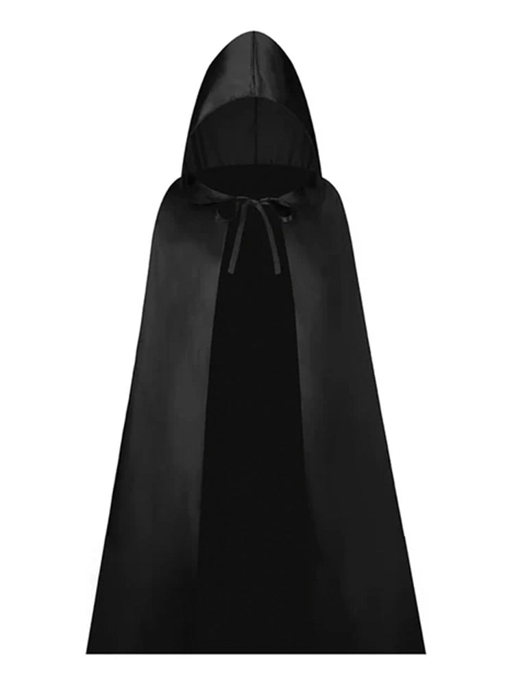 Childrens Hooded Satin Cape Dresses black