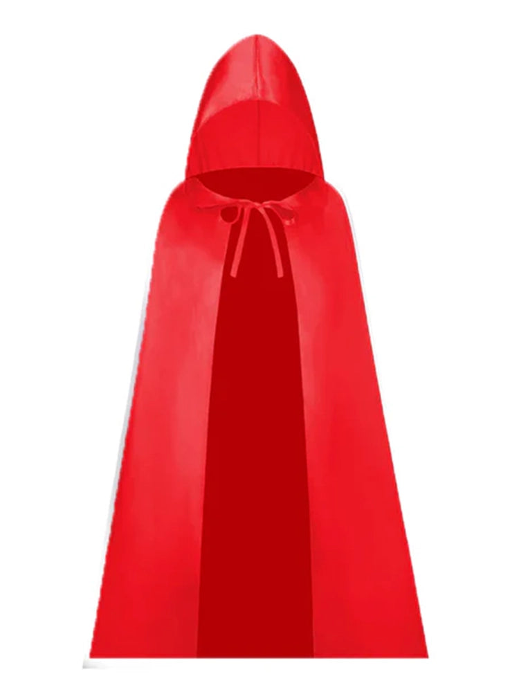 Childrens Hooded Satin Cape Dresses red
