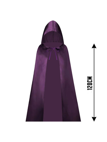 Childrens Satin Hooded Cape Purple 120 CM