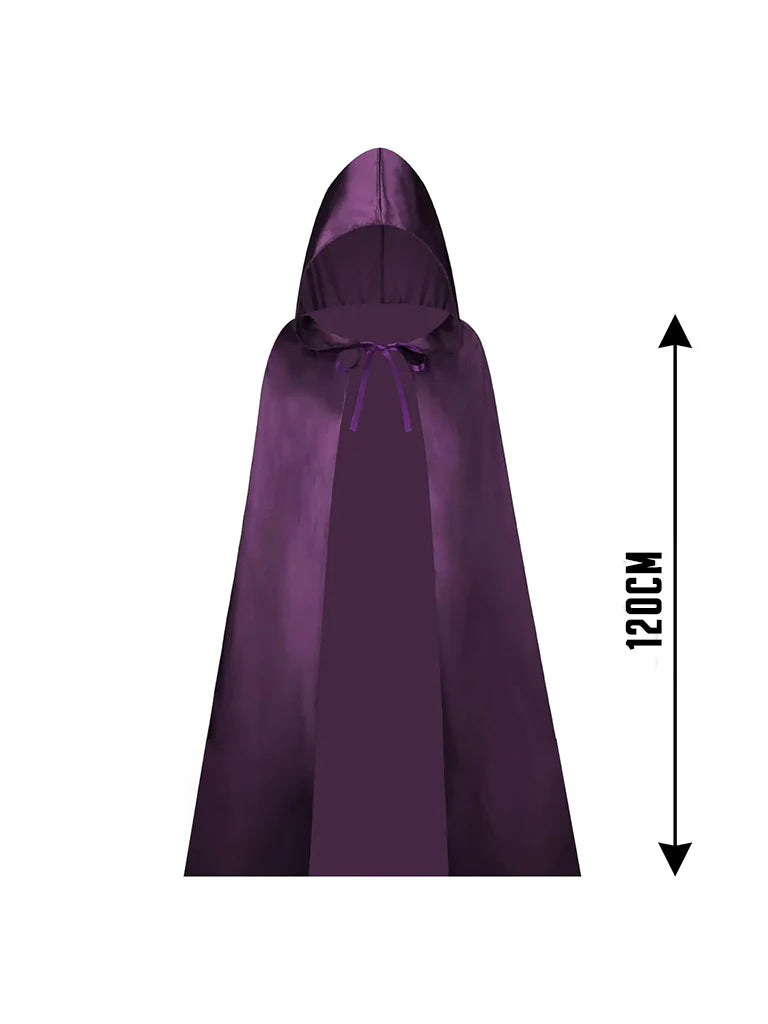 Purple Satin Hooded Cape 120cm
