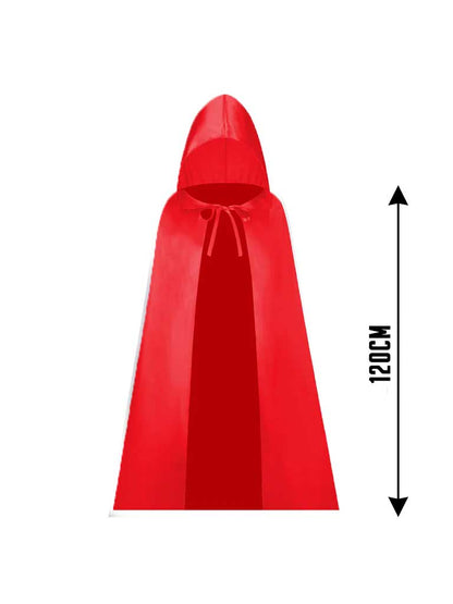 Childrens Satin Hooded Cape Red 120 CM