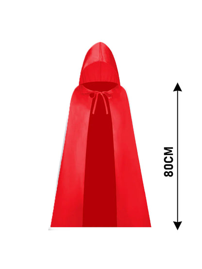 Childrens Satin Hooded Cape Red 80 CM