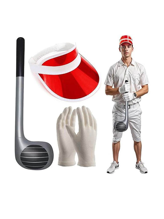 Red Cap & Gloves Golf Accessories Set - thefancydress.co.uk