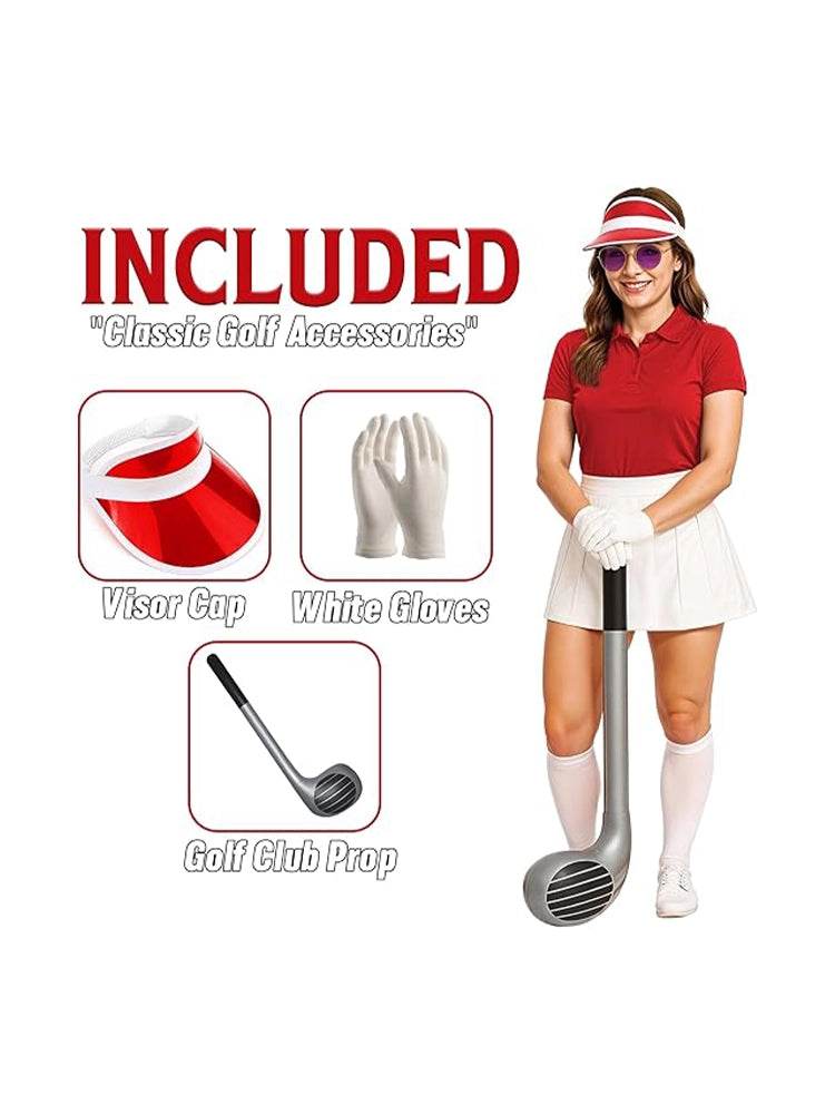 Red Cap & Gloves Golf Accessories Set - thefancydress.co.uk
