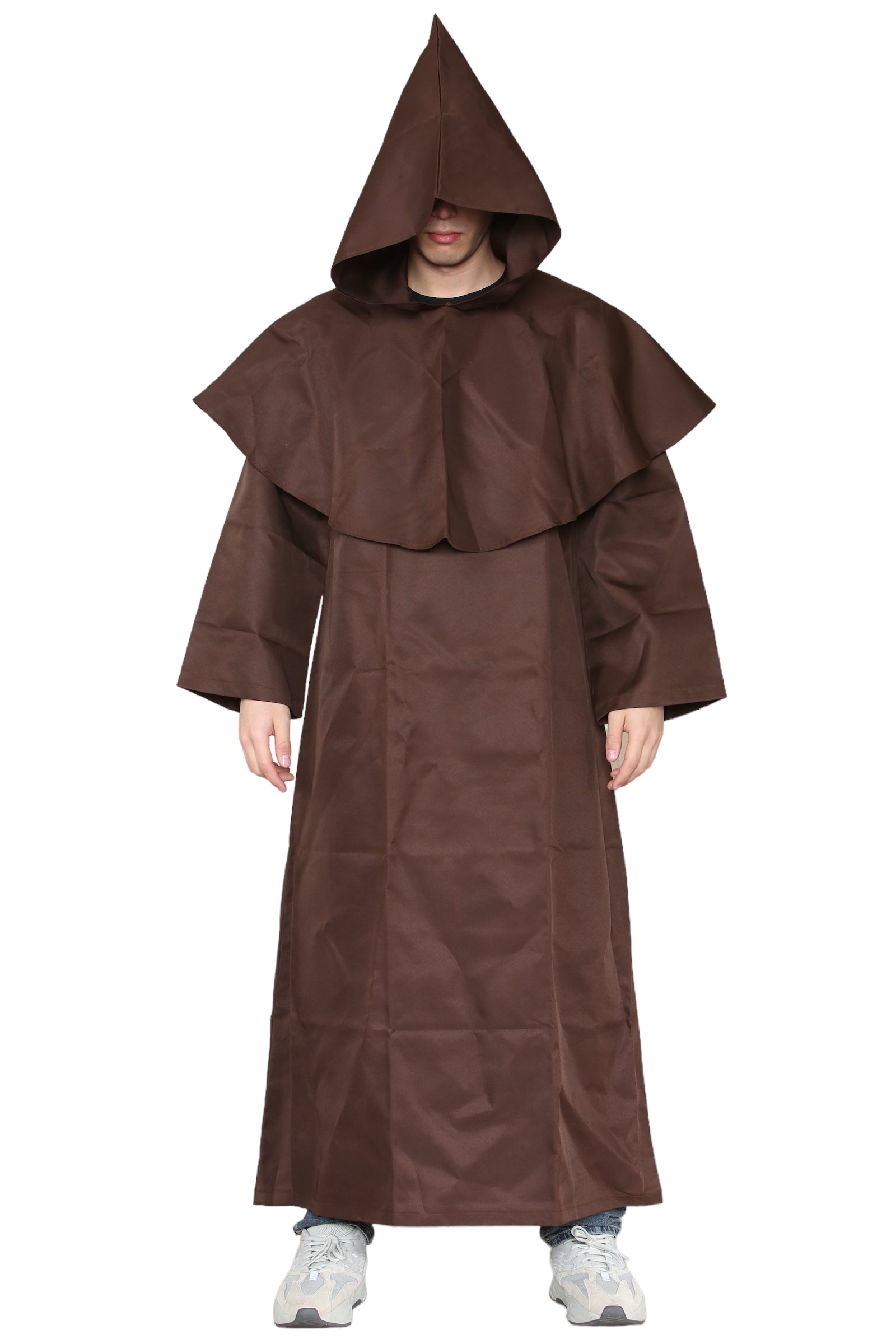 Adult Medieval Hooded Monk Renaissance Priest Robe Costume