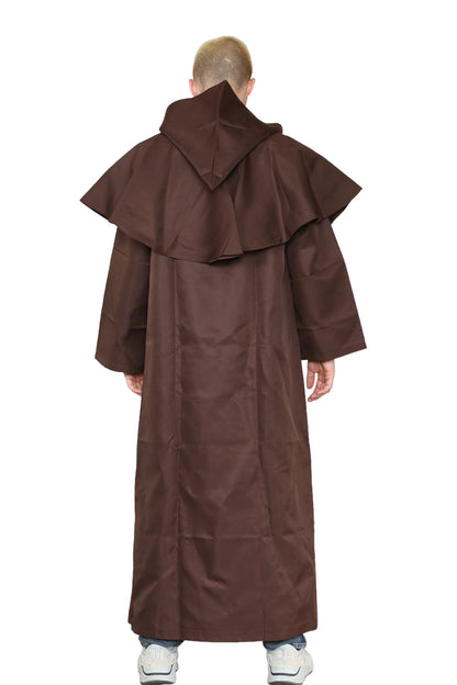 Adult Medieval Hooded Monk Renaissance Priest Robe Costume