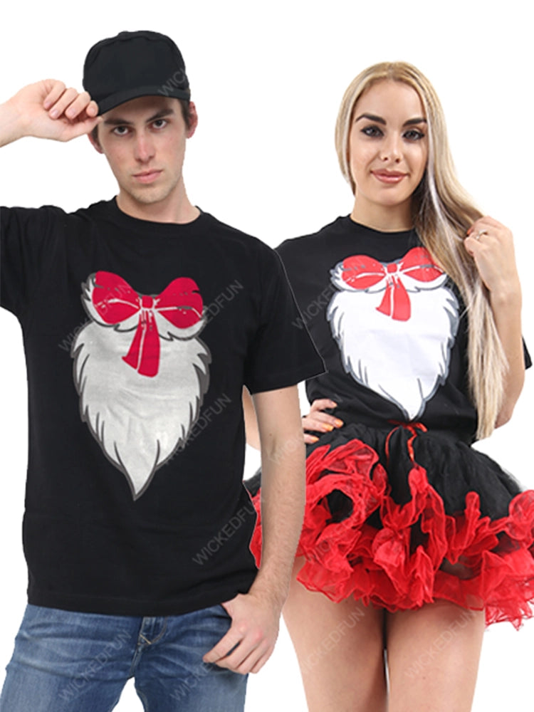 Couple Cat In The Hat Printed Cotton Black T-Shirt