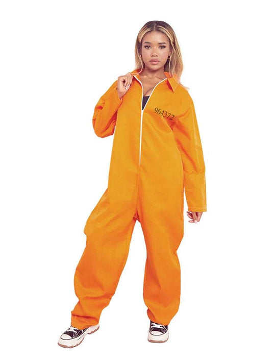 Couple Orange Prisoner Overall Jumpsuit