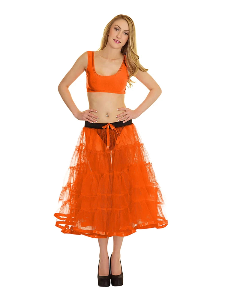 Crazy Chick 5 Tier Petticoat Skirt orange