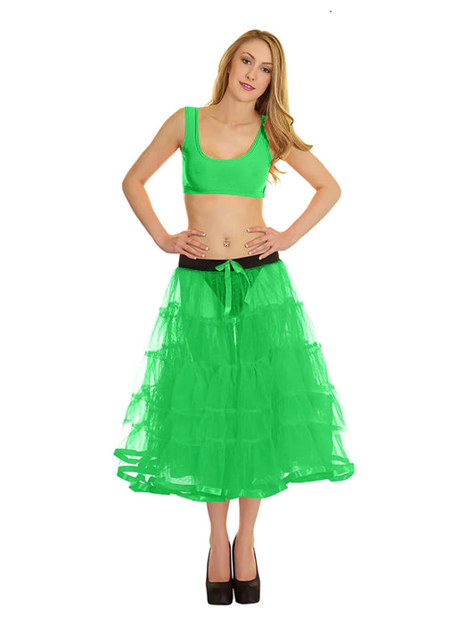 Crazy Chick 5 Tier Petticoat Skirt green