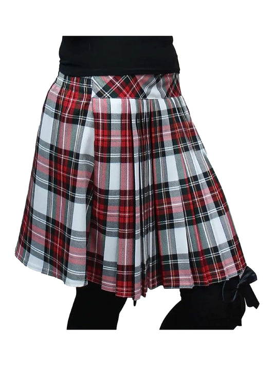 Crazy Chick Adult Pleated Elastic Tartan Skirt (16 Inches) red white