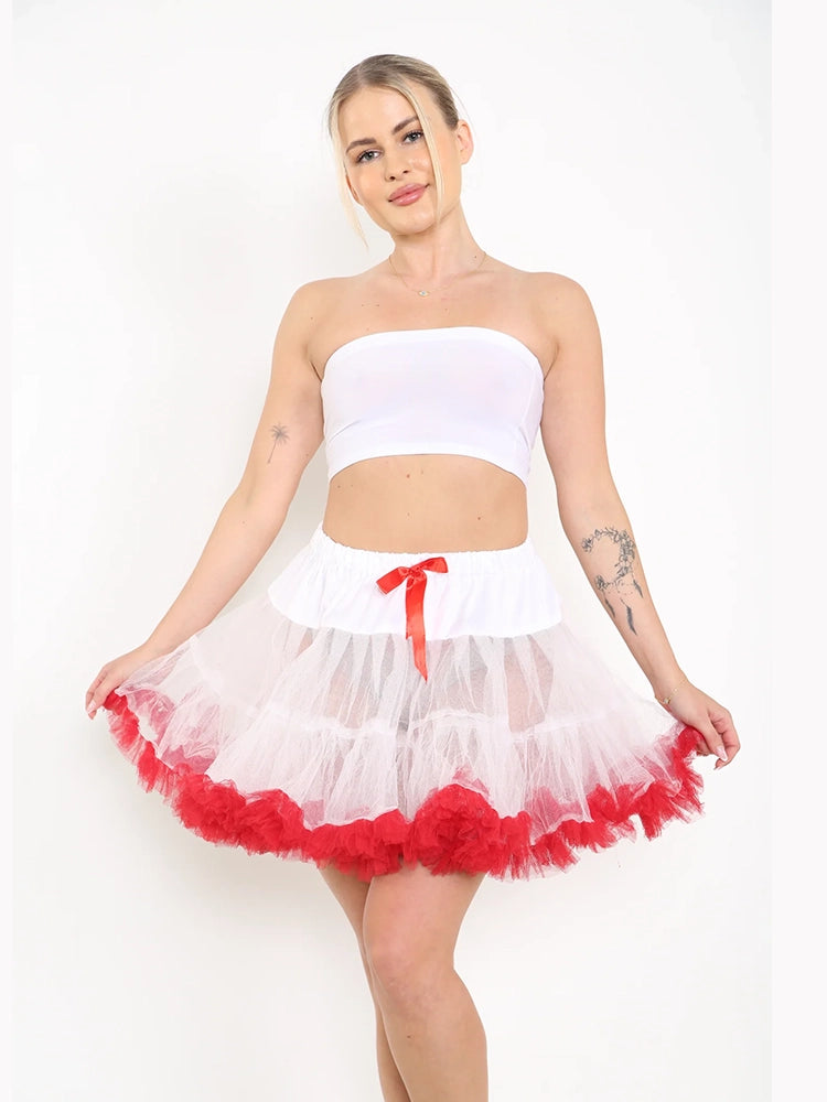 Crazy Chick Adult Ruffle Tutu Skirt white and red