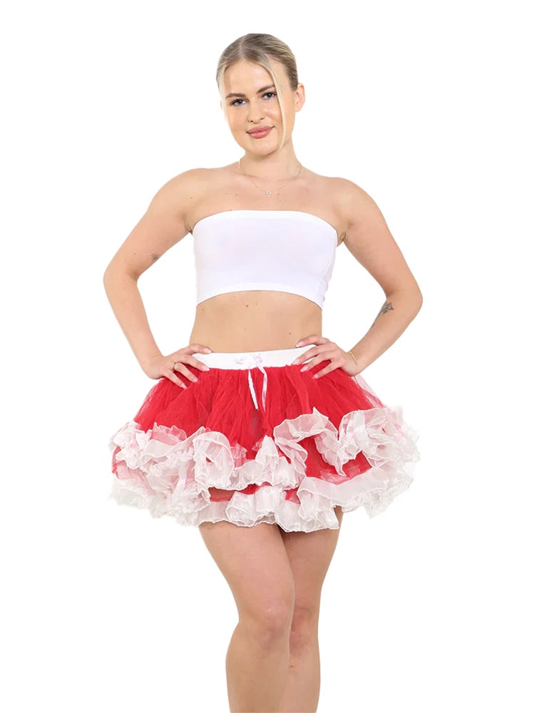 Crazy Chick Adult Ruffle Tutu Skirt red and white