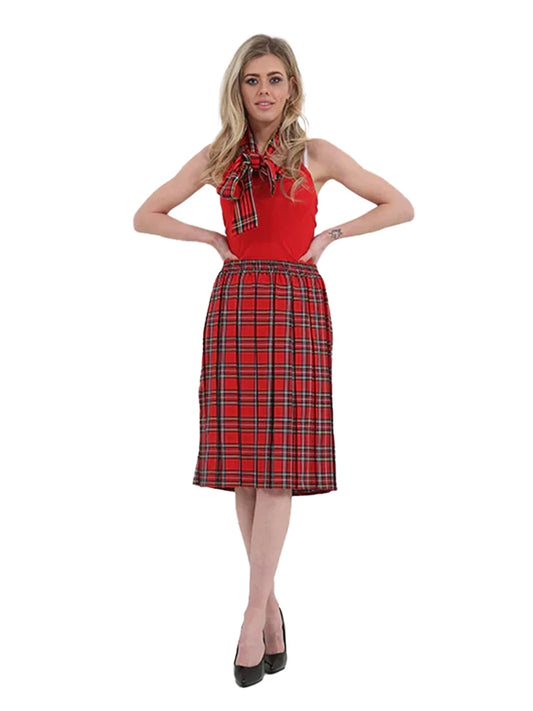 Crazy Chick Box Pleated Tartan Skirt (26 Inches ) red