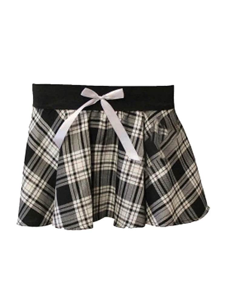 Crazy Chick Girls Bow Tartan Skirt - thefancydress.co.uk