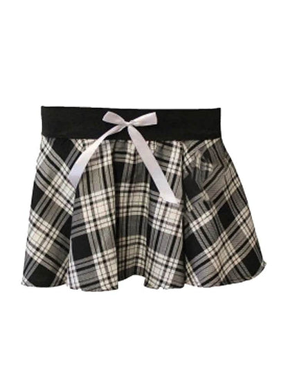 Crazy Chick Girls Bow Tartan Skirt - thefancydress.co.uk