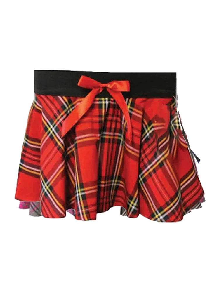 Crazy Chick Girls Bow Tartan Skirt - thefancydress.co.uk