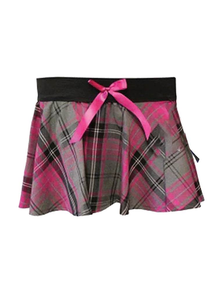 Crazy Chick Girls Bow Tartan Skirt - thefancydress.co.uk