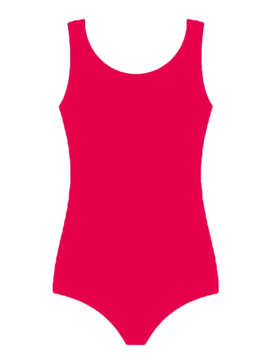 Crazy Chick Girls Cotton Wide Strap Sleeveless Leotard pink