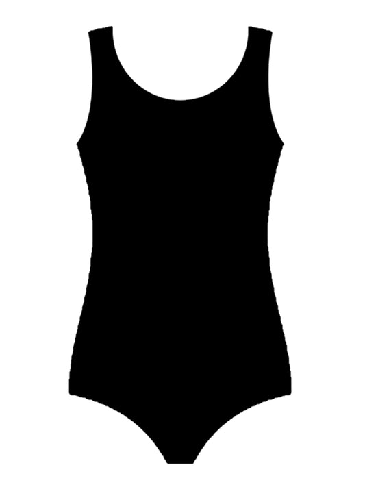 Crazy Chick Girls Cotton Wide Strap Sleeveless Leotard black