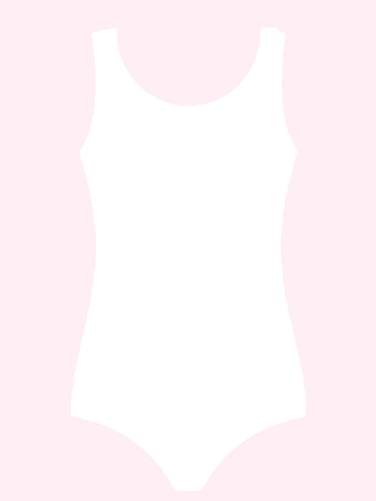 Crazy Chick Girls Cotton Wide Strap Sleeveless Leotard white