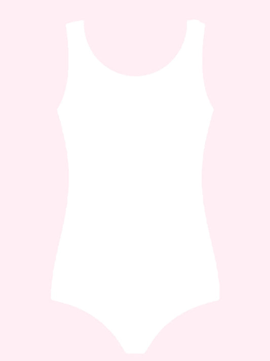 Crazy Chick Girls Cotton Wide Strap Sleeveless Leotard white