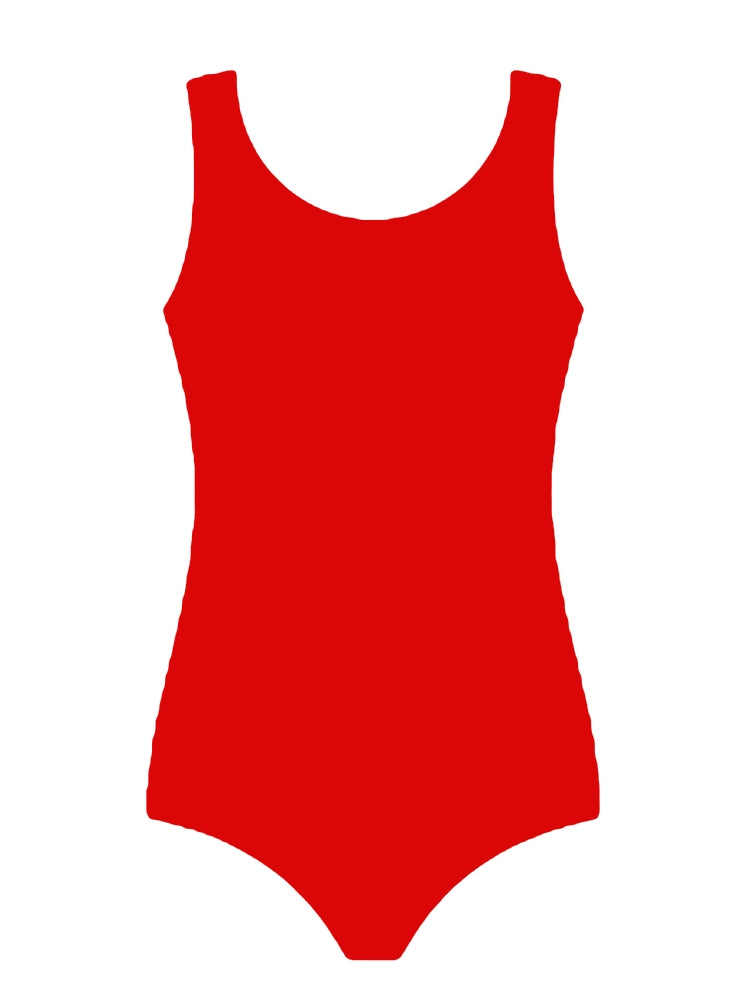 Crazy Chick Girls Cotton Wide Strap Sleeveless Leotard red