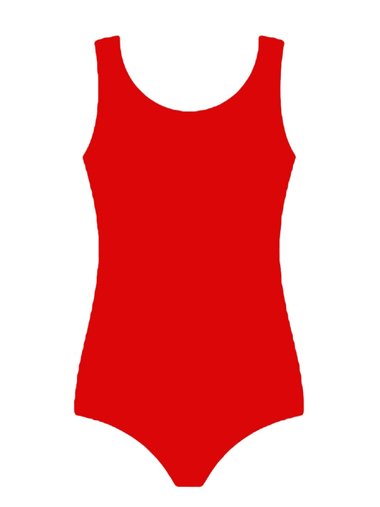 Crazy Chick Girls Cotton Wide Strap Sleeveless Leotard red