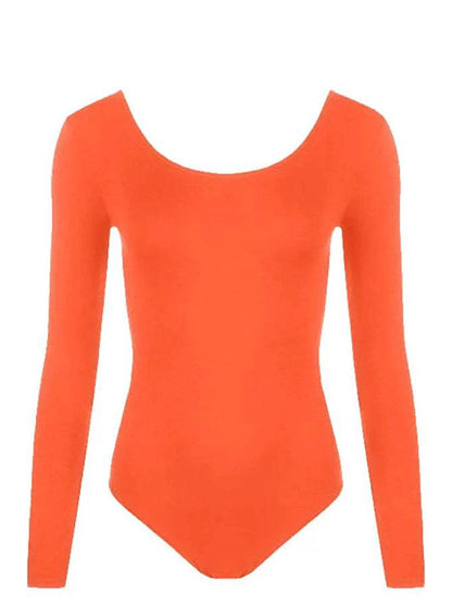 Orange Long Sleeve Microfibre Leotard for Girls