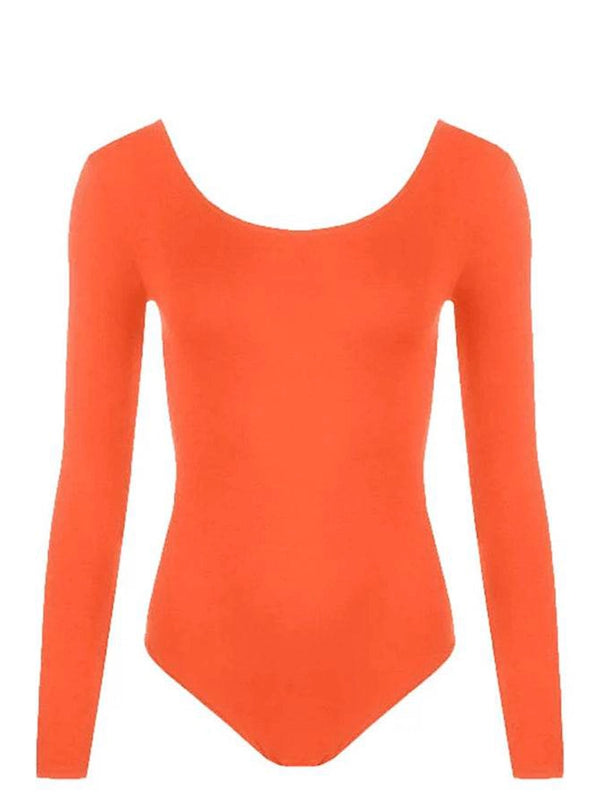 Orange Long Sleeve Microfibre Leotard for Girls