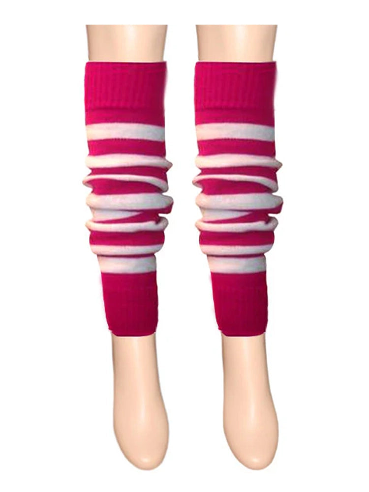 Crazy Chick Girls Stripe Legwarmers pink and white