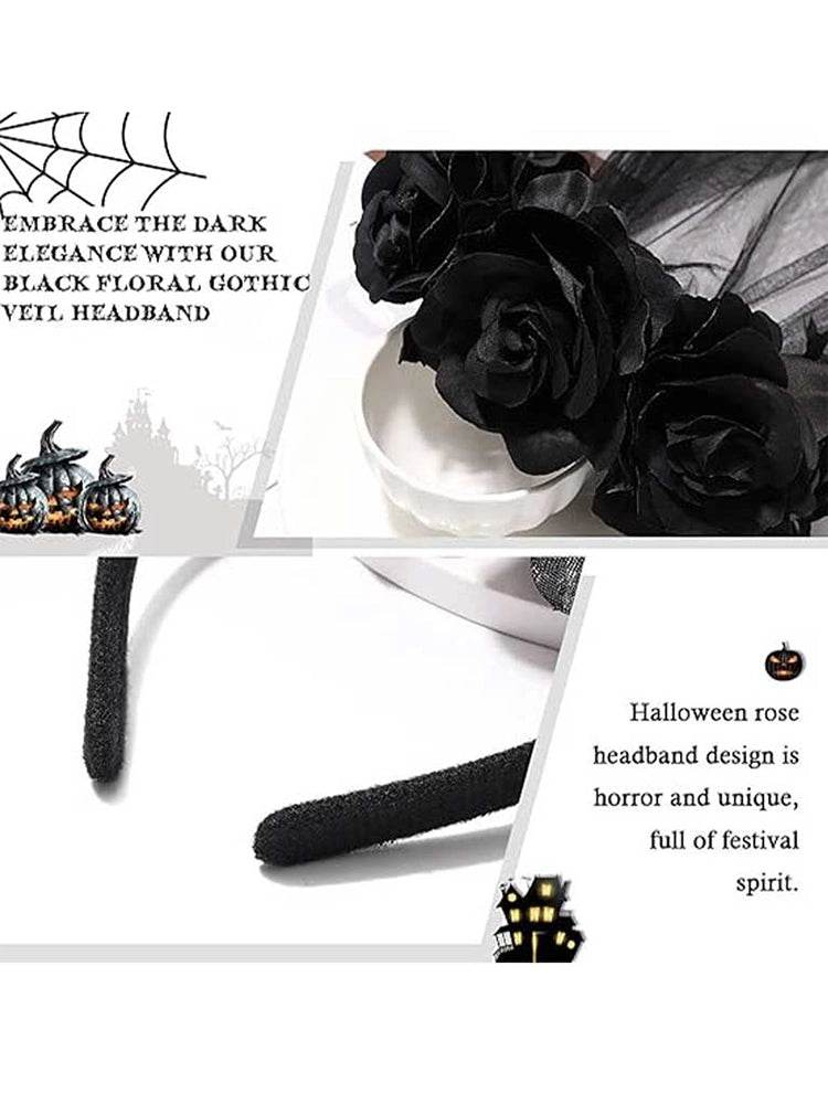 Day of Dead Bride Black Headband - thefancydress.co.uk
