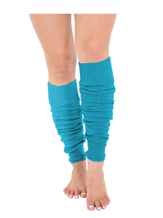 Deluxe Luxurious Ladies 80's Plain Ribbed Leg Warmers turquoise