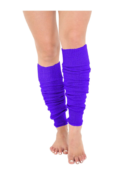 Deluxe Luxurious Ladies 80's Plain Ribbed Leg Warmers royal blue