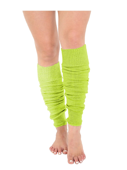 Deluxe Luxurious Ladies 80's Plain Ribbed Leg Warmers yellow
