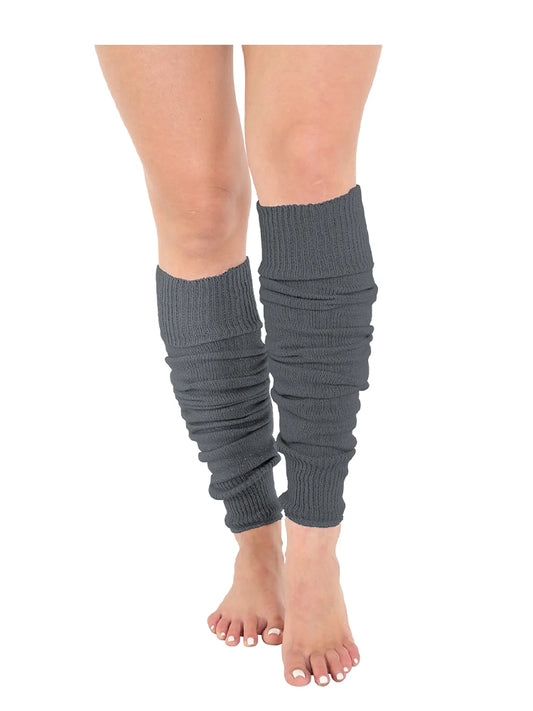 Deluxe Luxurious Ladies 80's Plain Ribbed Leg Warmers grey