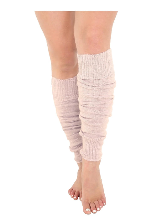 Deluxe Luxurious Ladies 80's Plain Ribbed Leg Warmers cream