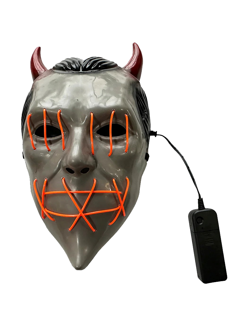 The Fancy Dress Devil Horn Light-Up Mask – LED Scary Halloween Mask