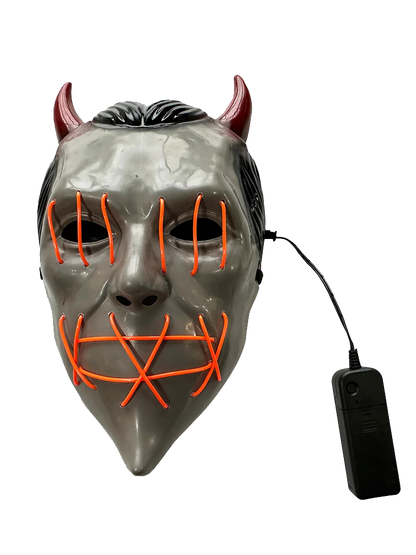 The Fancy Dress Devil Horn Light-Up Mask – LED Scary Halloween Mask