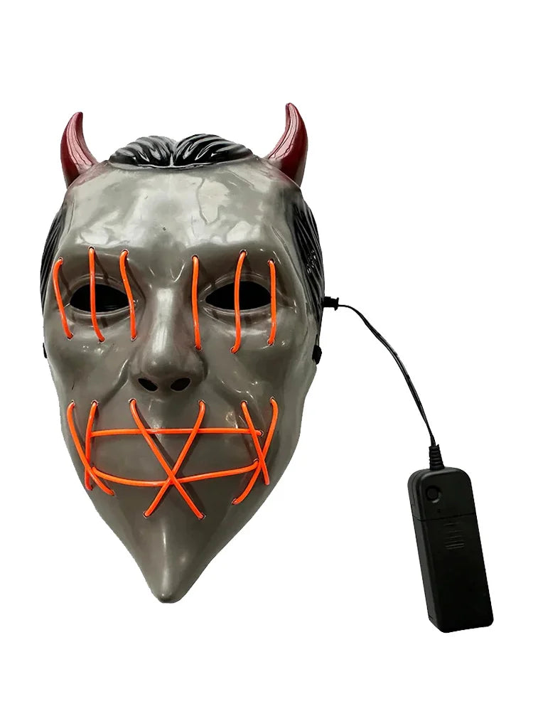 Devil Horn Light-Up Mask – LED Scary Halloween Mask