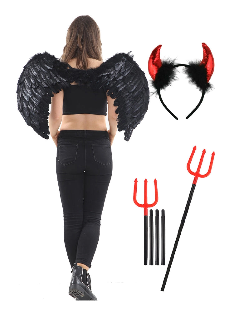 Devil's Horn Angel Wings Costume Set