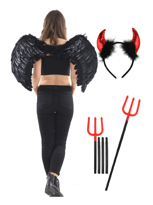 Devil's Horn Angel Wings Costume Set