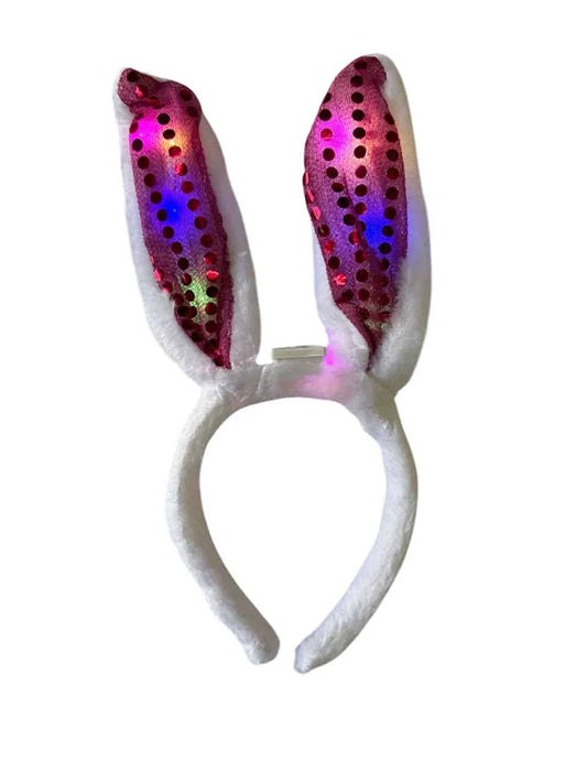 Girls Light Up Fluffy Bunny Ears
