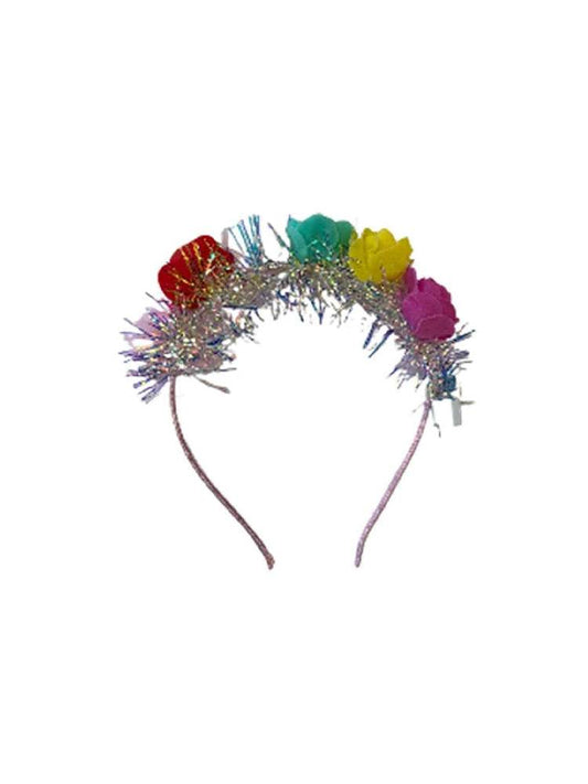 Light Up Foam Flower Tinsel Headband - thefancydress.co.uk