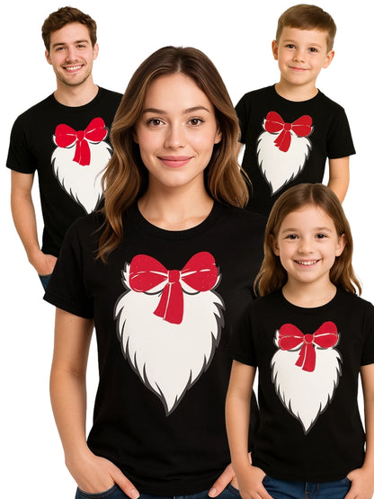Family Cat In The Hat Printed Black T-Shirts